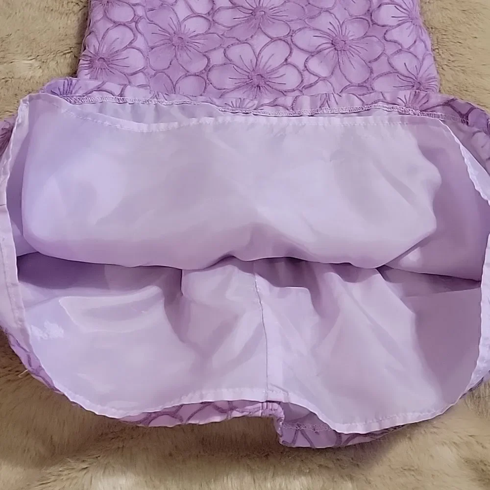 DRESSED UP BY GYMBOREE LILAC DROPPED WAIST FLORAL PRINT DRESS WITH BOW, SIZE 5